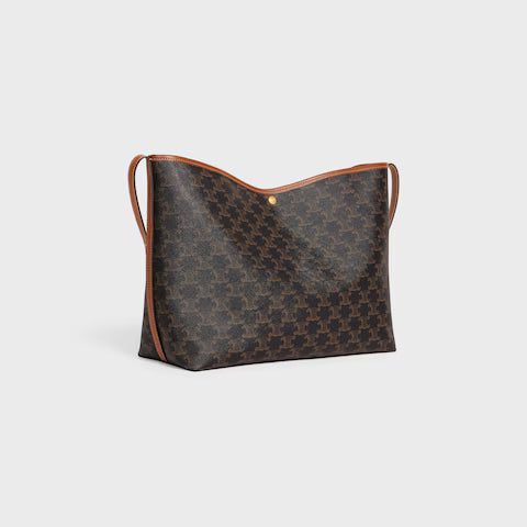 123912GXC-04LU_2_WIN25_W_V2.jpg CELINE SOFT SHOPPER BAG IN Triomphe Canvas and Calfskin