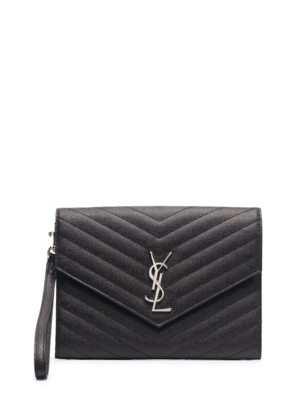 16635092_efbad3e1-4570-4c22-8824-c072bbfe8a32_1000.jpg Saint Laurent logo-plaque chevron-quilt clutch bag