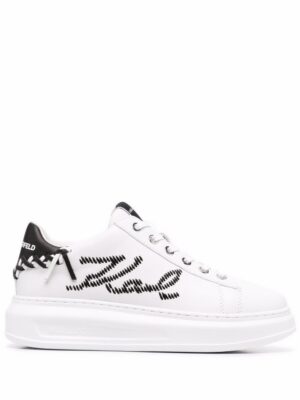 17821128_37420589_1000_fa4a68eb-a06c-468a-9588-b282afbfb890.jpg Karl Lagerfeld embroidered-logo leather sneakers