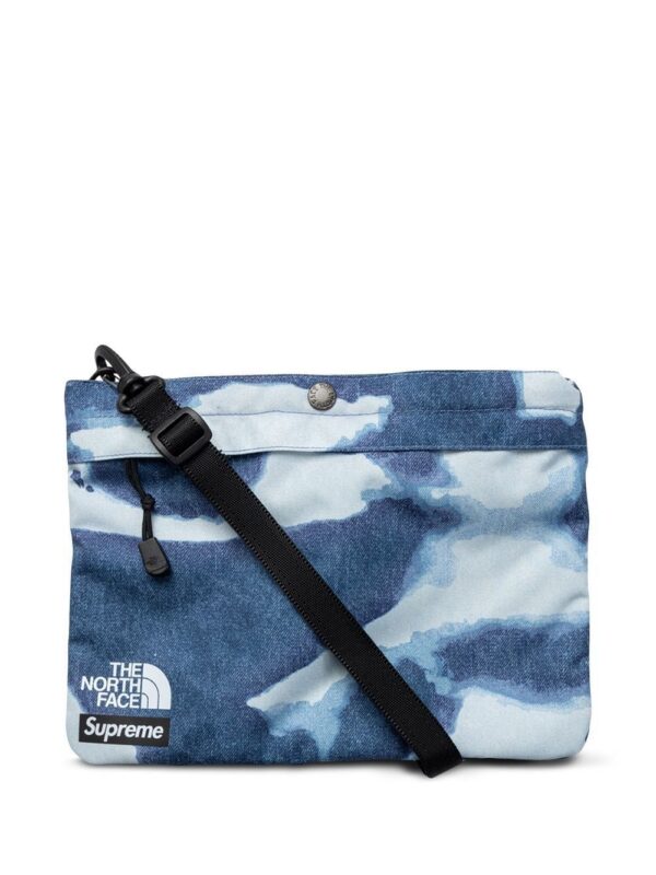 Supreme  x The North Face bleached denim-print shoulder bag