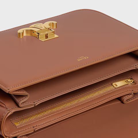 187363BF4-18BU_4_SS24_W.jpg CELINE CLASSIQUE TRIOMPHE BAG IN shiny calfskin