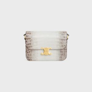 187364FPN-02VG_1_SS24_P2_W.jpg CELINE CLASSIQUE TRIOMPHE BAG in Niloticus Crocodile