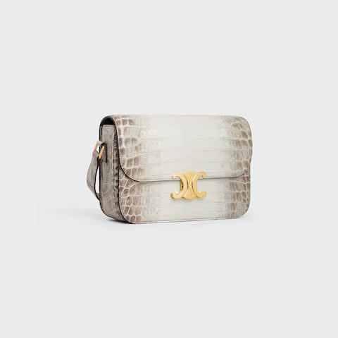 187364FPN-02VG_2_SS24_P2_W.jpg CELINE CLASSIQUE TRIOMPHE BAG in Niloticus Crocodile