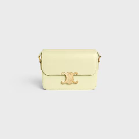 188423BF4-11LY_1_SS24_P1_W.jpg CELINE Teen Triomphe Bag in shiny calfskin