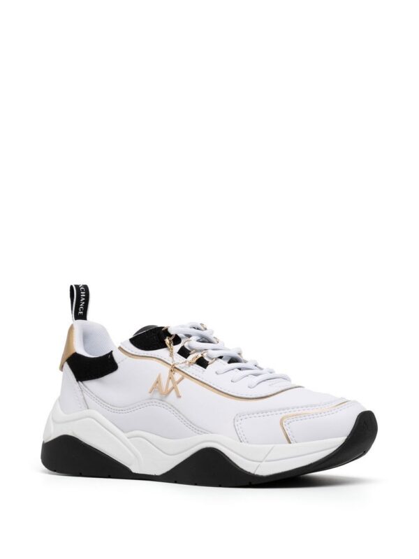 Armani Exchange logo-charm leather lace-up sneakers
