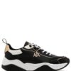 Armani Exchange logo-charm leather lace-up sneakers