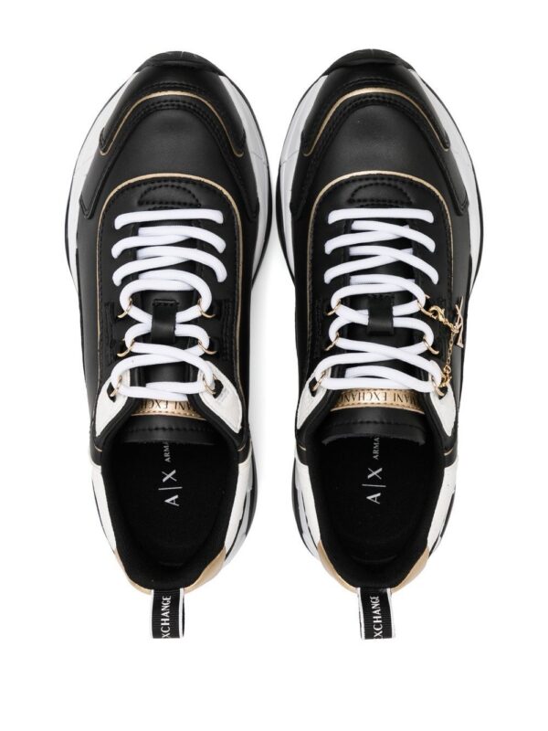 Armani Exchange logo-charm leather lace-up sneakers