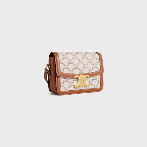 188882BZ4-01BC_2_LIB_W.jpg CELINE TEEN TRIOMPHE BAG IN Triomphe Canvas and Calfskin