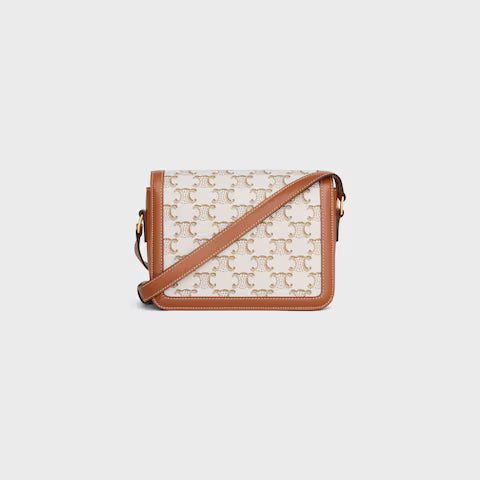 188882BZ4-01BC_3_LIB_W_956eb1e1-f490-4d4b-b534-e609ecf6cf14.jpg CELINE TEEN TRIOMPHE BAG IN Triomphe Canvas and Calfskin
