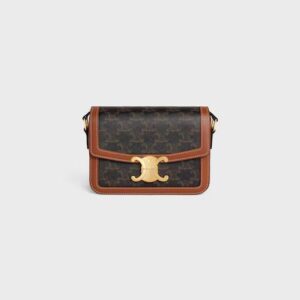 188882BZ4-04LU_1_SS24_P1_W.jpg CELINE TEEN TRIOMPHE BAG IN Triomphe Canvas and Calfskin