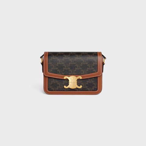 188882BZ4-04LU_1_SS24_P1_W.jpg CELINE TEEN TRIOMPHE BAG IN Triomphe Canvas and Calfskin