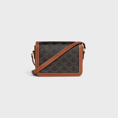 188882BZ4-04LU_3_SS24_P1_W.jpg CELINE TEEN TRIOMPHE BAG IN Triomphe Canvas and Calfskin