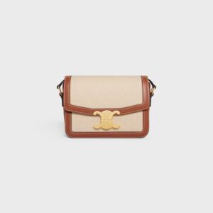 188882EGC-02NT_1_SPR23.jpg CELINE TEEN TRIOMPHE BAG IN TEXTILE AND CALFSKIN