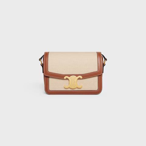 188882EGC-02NT_1_SPR23.jpg CELINE TEEN TRIOMPHE BAG IN TEXTILE AND CALFSKIN