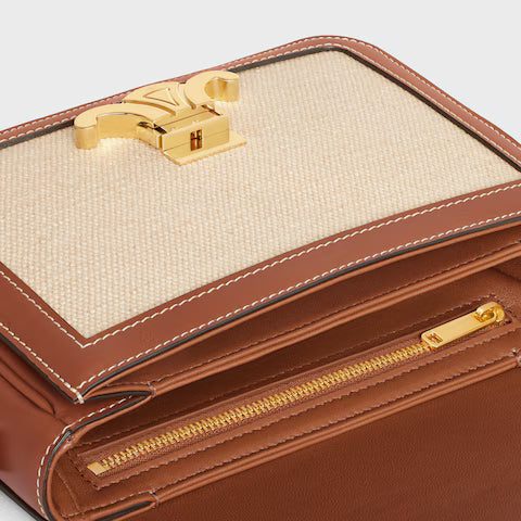 188882EGC-02NT_4_SPR23.jpg CELINE TEEN TRIOMPHE BAG IN TEXTILE AND CALFSKIN