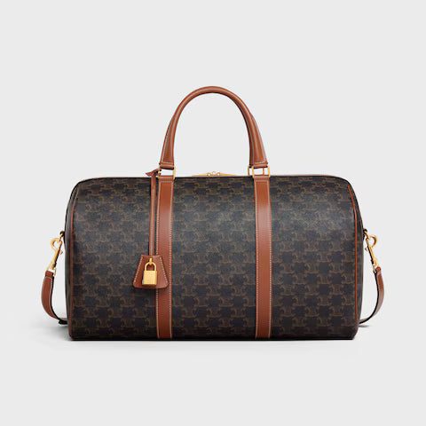 190662CAS-04LU_1_SUM23.jpg CELINE Medium Travel Bag IN Triomphe Canvas and calfskin