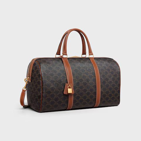 190662CAS-04LU_2_SUM23.jpg CELINE Medium Travel Bag IN Triomphe Canvas and calfskin
