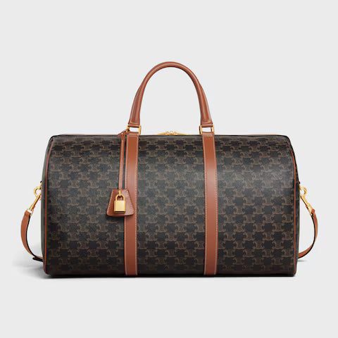 190672CAS-04LU_1_SUM23.jpg CELINE Large Travel Bag IN Triomphe Canvas and calfskin