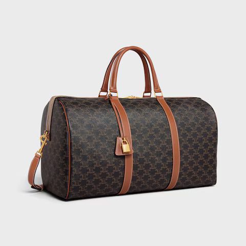 190672CAS-04LU_2_SUM23.jpg CELINE Large Travel Bag IN Triomphe Canvas and calfskin