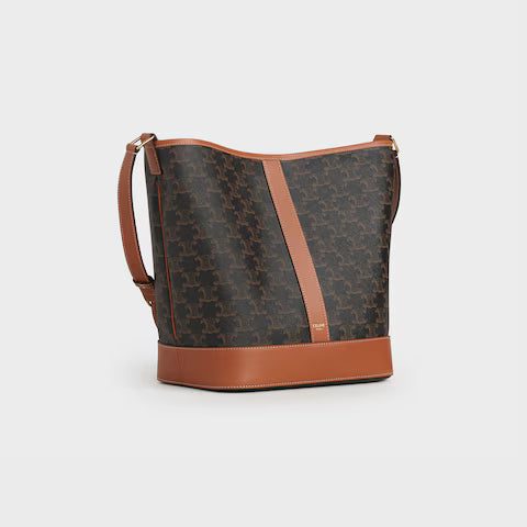 191132CAS-04LU_2_WIN19_W.jpg CELINE Medium Bucket IN Triomphe Canvas and calfskin