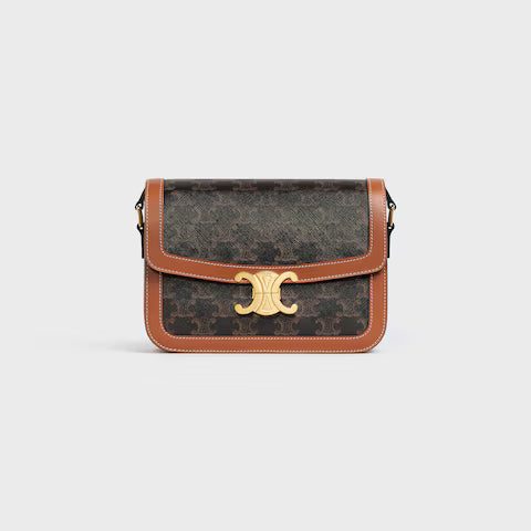 191242BZ4-04LU_1_LIB_W.jpg CELINE CLASSIQUE TRIOMPHE BAG IN Triomphe Canvas and Calfskin