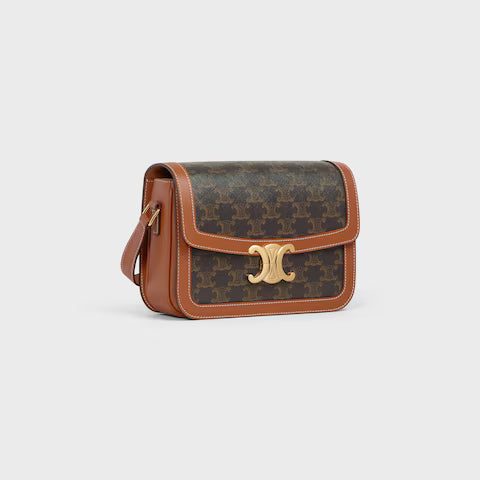 191242BZ4-04LU_2_LIB_W.jpg CELINE CLASSIQUE TRIOMPHE BAG IN Triomphe Canvas and Calfskin
