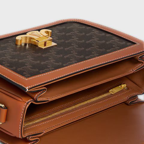 191242BZ4-04LU_4_LIB_W.jpg CELINE CLASSIQUE TRIOMPHE BAG IN Triomphe Canvas and Calfskin
