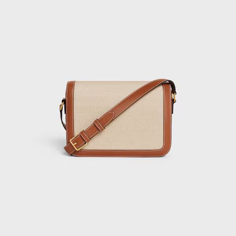 191242EGC-02NT_3_SPR23.jpg CELINE CLASSIQUE TRIOMPHE BAG IN TEXTILE AND CALFSKIN