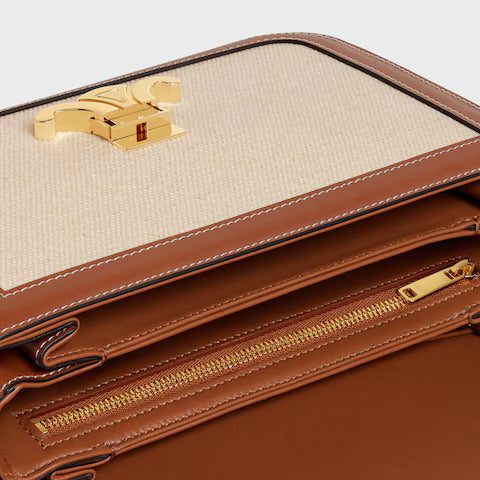 191242EGC-02NT_4_SPR23.jpg CELINE CLASSIQUE TRIOMPHE BAG IN TEXTILE AND CALFSKIN
