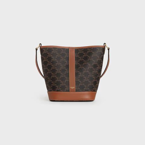 191442CAS-04LU_1_LIB_W.jpg CELINE Small Bucket IN Triomphe Canvas and calfskin