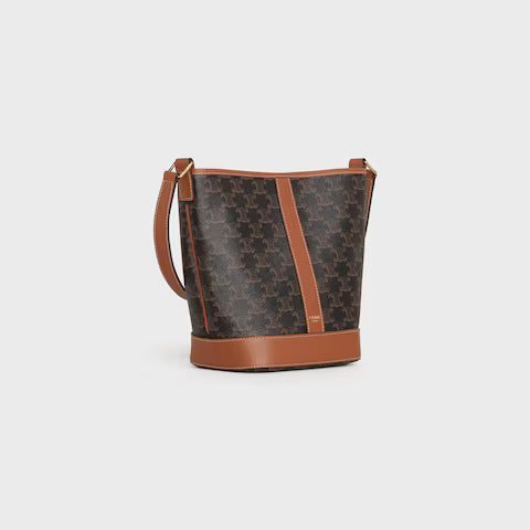 191442CAS-04LU_2_LIB_W.jpg CELINE Small Bucket IN Triomphe Canvas and calfskin
