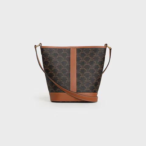 191442CAS-04LU_3_LIB_W.jpg CELINE Small Bucket IN Triomphe Canvas and calfskin