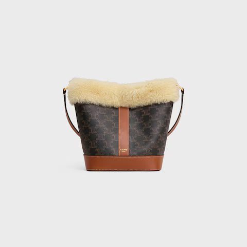 191442GH2-03TV_1_FW24_P2_W.jpg CELINE Small Bucket in TRIOMPHE CANVAS AND SHEARLING