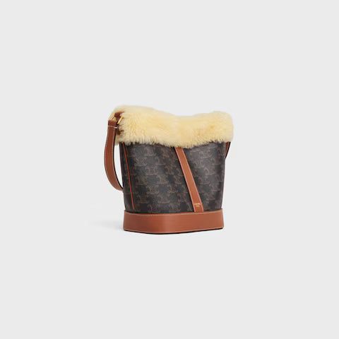 191442GH2-03TV_2_FW24_P2_W.jpg CELINE Small Bucket in TRIOMPHE CANVAS AND SHEARLING