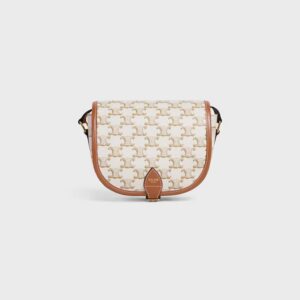 191502BZJ-01BC_1_LIB_613833.jpg CELINE Medium Folco bag in Triomphe Canvas and calfskin