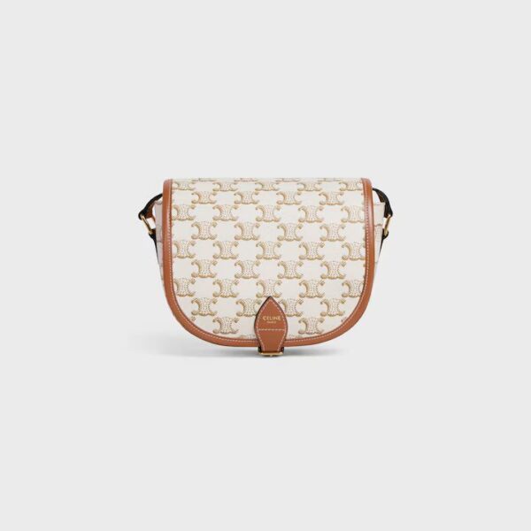 191502BZJ-01BC_1_LIB_613833.jpg CELINE Medium Folco bag in Triomphe Canvas and calfskin