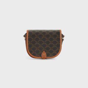 191502BZJ-04LU_1_SPR21_618886.jpg CELINE Medium Folco bag IN Triomphe Canvas and calfskin