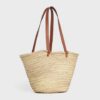 192622CGG-04LU_3_SPR20_409565.jpg CELINE MEDIUM CELINE CLASSIC PANIER IN palm leaves and Calfskin