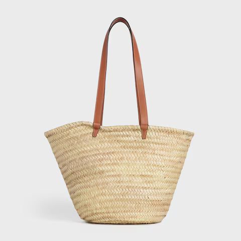 192622CGG-04LU_4_SPR20_409563.jpg CELINE MEDIUM CELINE CLASSIC PANIER IN palm leaves and Calfskin