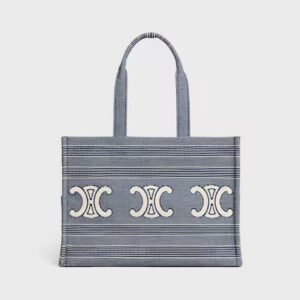 196762GQD-07BA_1_SUM25_W.jpg CELINE Large Cabas Thais IN Striped Textile With Triomphe