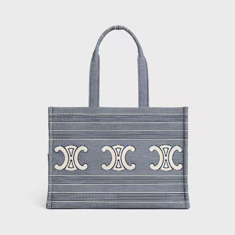 196762GQD-07BA_1_SUM25_W.jpg CELINE Large Cabas Thais IN Striped Textile With Triomphe