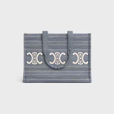 196762GQD-07BA_2_SUM25_W.jpg CELINE Large Cabas Thais IN Striped Textile With Triomphe