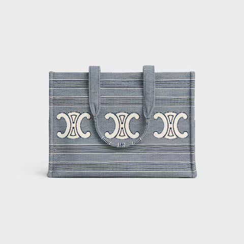 196762GQD-07BA_4_SUM25_W.jpg CELINE Large Cabas Thais IN Striped Textile With Triomphe
