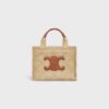199162FK3-02NA_1_FW23_W.jpg CELINE small cabas thais in raffia effect textile with triomphe jacquard