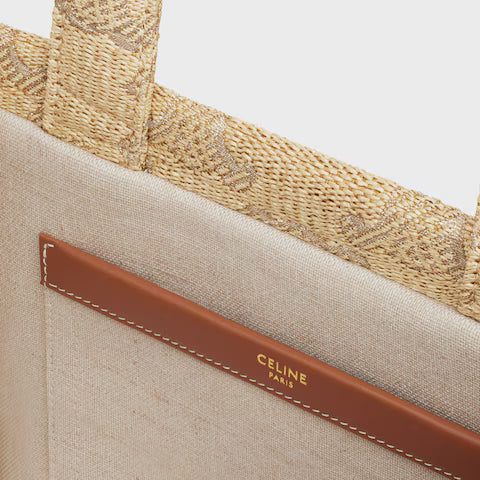 199162FK3-02NA_4_FW23_W.jpg CELINE small cabas thais in raffia effect textile with triomphe jacquard