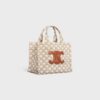 199162FRF-01BC_2_SUM23.jpg CELINE small cabas thais IN TEXTILE WITH TRIOMPHE CANVAS PRINT AND CALFSKIN