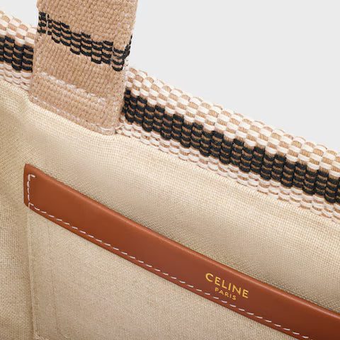 199162FV2-02BL_4_SS24_P2_W.jpg CELINE small cabas thais in STRIPED TEXTILE WITH TRIOMPHE