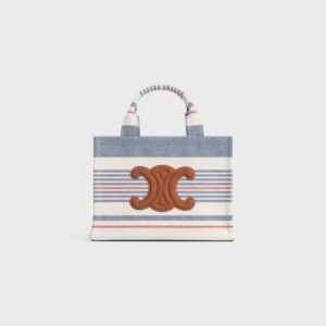 199162FYN-14ML_1_FW24_P1_W.jpg CELINE small cabas thais in STRIPED TEXTILE AND CALFSKIN