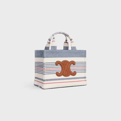 199162FYN-14ML_2_FW24_P1_W.jpg CELINE small cabas thais in STRIPED TEXTILE AND CALFSKIN