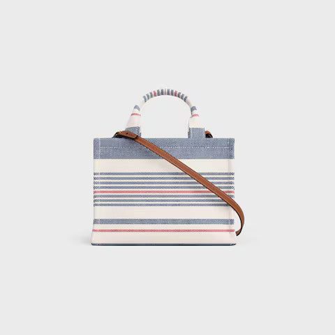 199162FYN-14ML_3_FW24_P1_W.jpg CELINE small cabas thais in STRIPED TEXTILE AND CALFSKIN